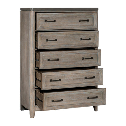 Homlegance Chest Newell Collection In 2-Tone Finish (Gray And Oak)