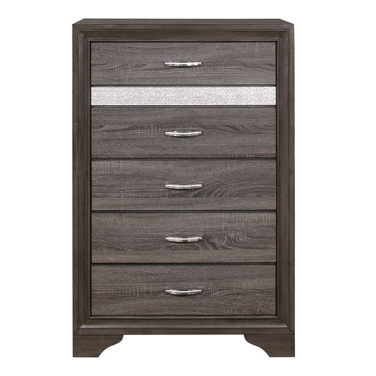 Homlegance Chest Luster Collection In 2-Tone Finish Gray And Silver Glitter