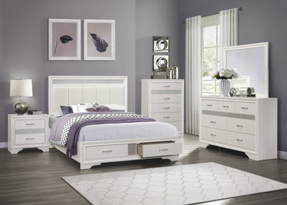 Homlegance Chest Luster Collection In 2-Tone Finish White And Silver Glitter