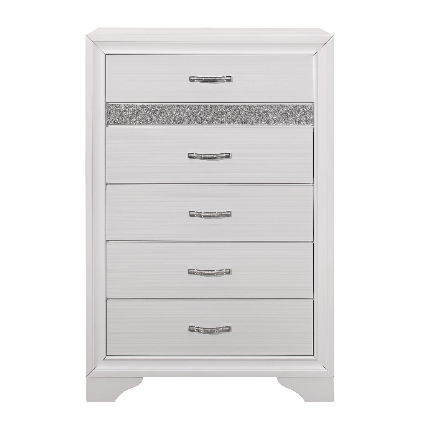 Homlegance Chest Luster Collection In 2-Tone Finish White And Silver Glitter