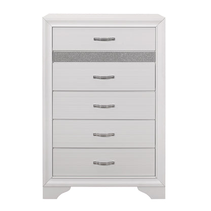 Homlegance Chest Luster Collection In 2-Tone Finish White And Silver Glitter