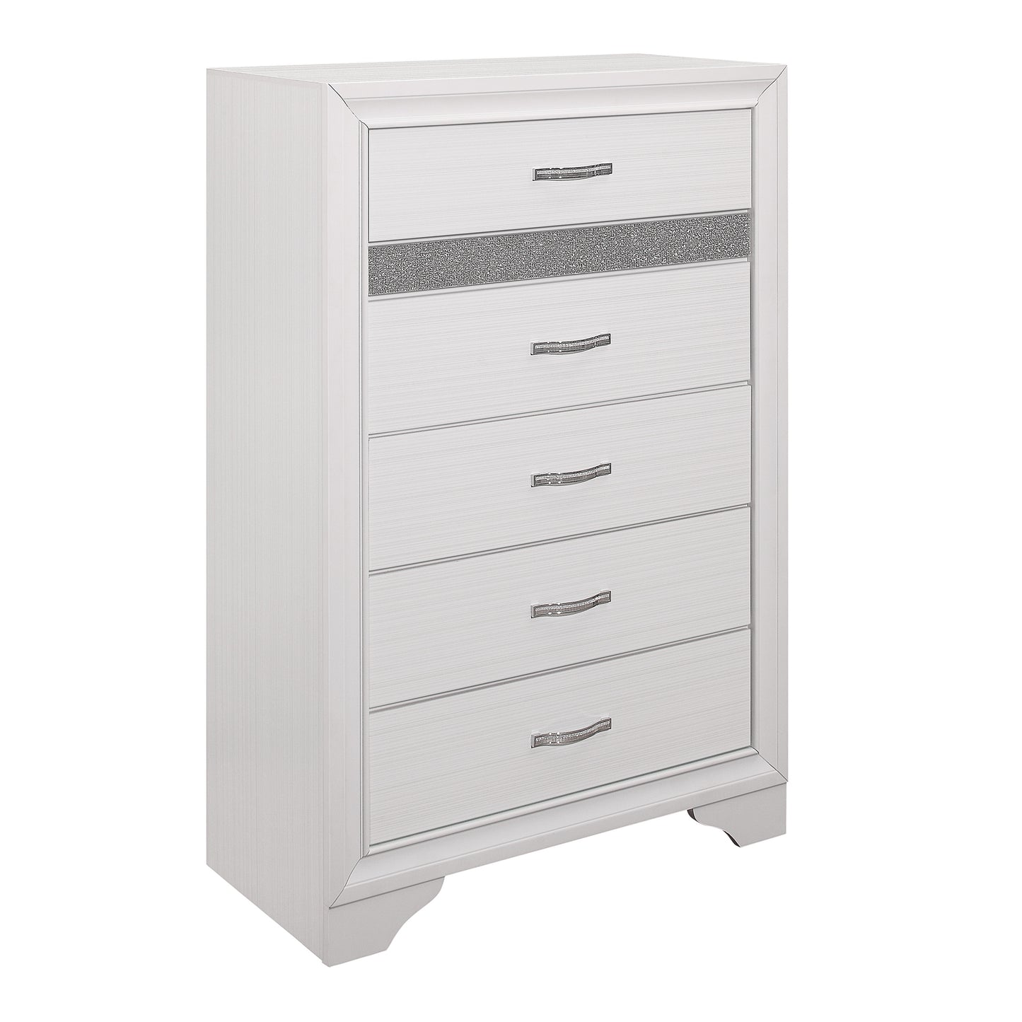 Homlegance Chest Luster Collection In 2-Tone Finish White And Silver Glitter