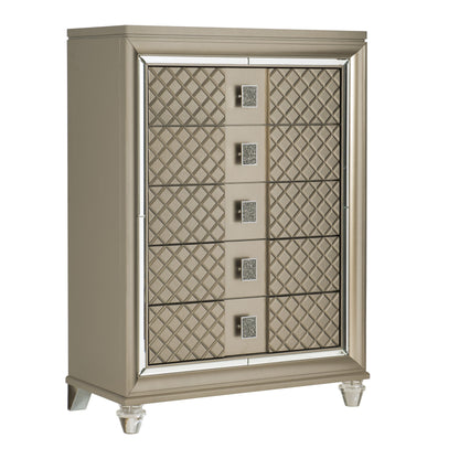 Homlegance Chest Loudon Collection In Champagne Metallic Finish