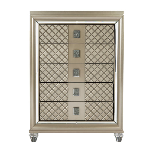 Homlegance Chest Loudon Collection In Champagne Metallic Finish