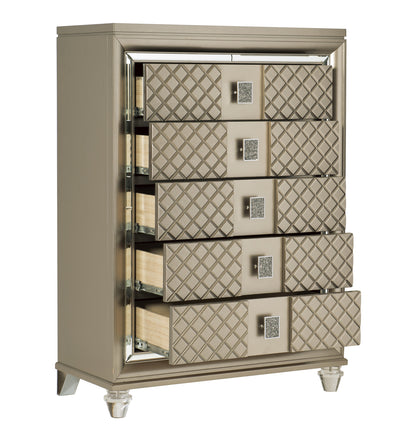 Homlegance Chest Loudon Collection In Champagne Metallic Finish