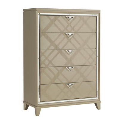 Homlegance Chest Bijou Collection In Champagne Metallic Finish