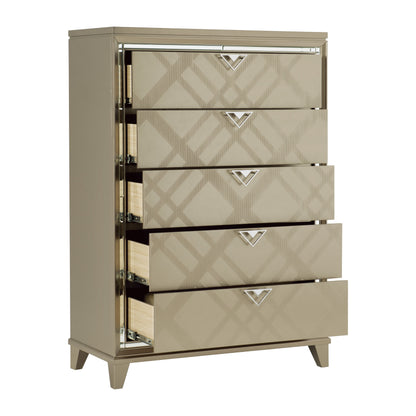 Homlegance Chest Bijou Collection In Champagne Metallic Finish