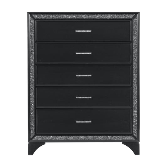 Homlegance Chest Salon Collection In Pearl Black Metallic Finish