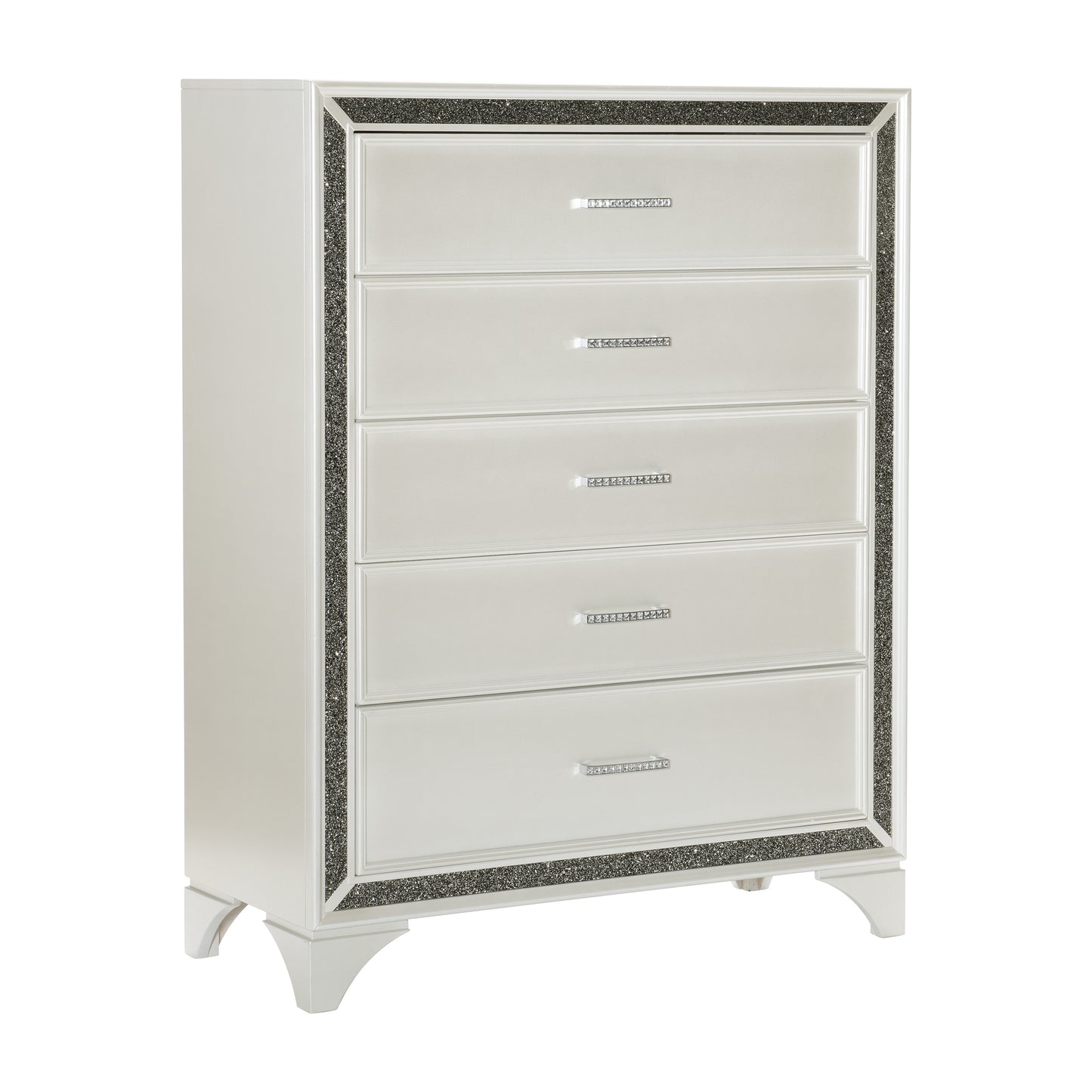 Homlegance Chest Salon Collection In Pearl White Metallic Finish