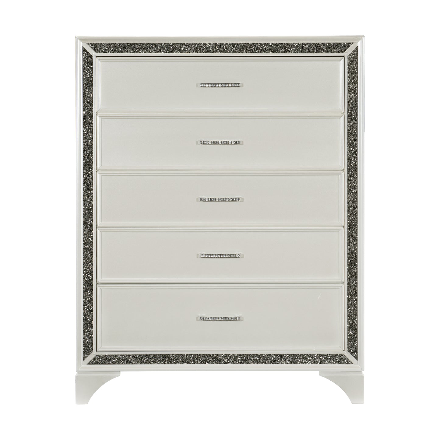 Homlegance Chest Salon Collection In Pearl White Metallic Finish