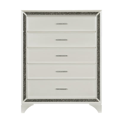 Homlegance Chest Salon Collection In Pearl White Metallic Finish