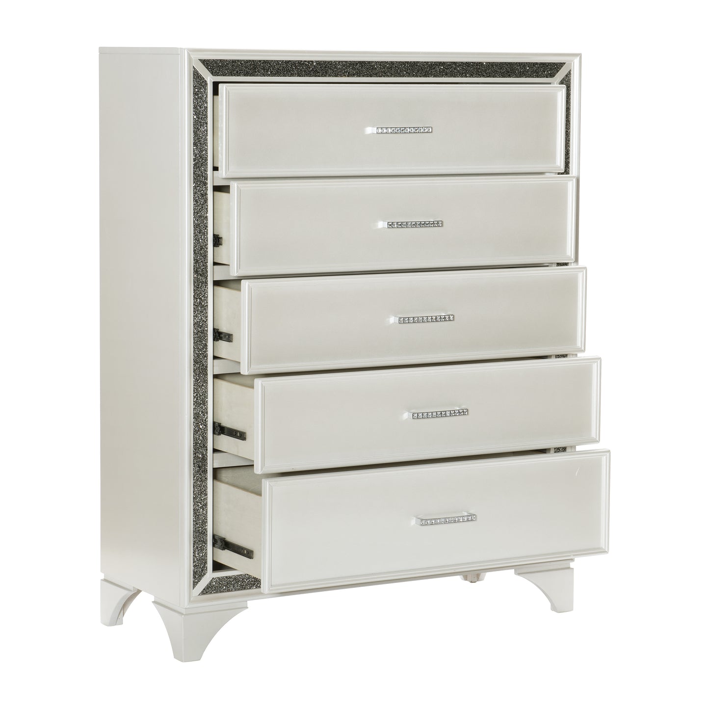 Homlegance Chest Salon Collection In Pearl White Metallic Finish