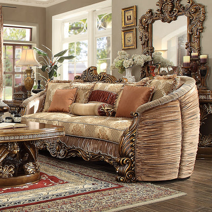 Fabric Sofa in Metallic Antique Gold Finish S1601 European Traditional Victorian