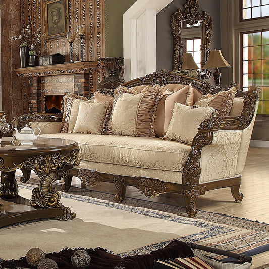 Fabric Sofa in Metallic Antique Gold & Brown Finish S1609 European Victorian