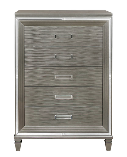 Homlegance Chest Tamsin Collection In Silver-Gray Metallic Finish