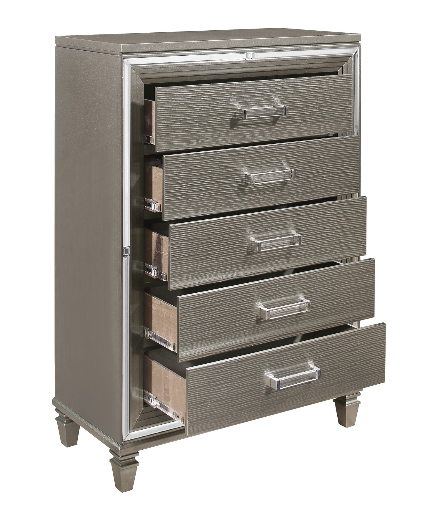 Homlegance Chest Tamsin Collection In Silver-Gray Metallic Finish