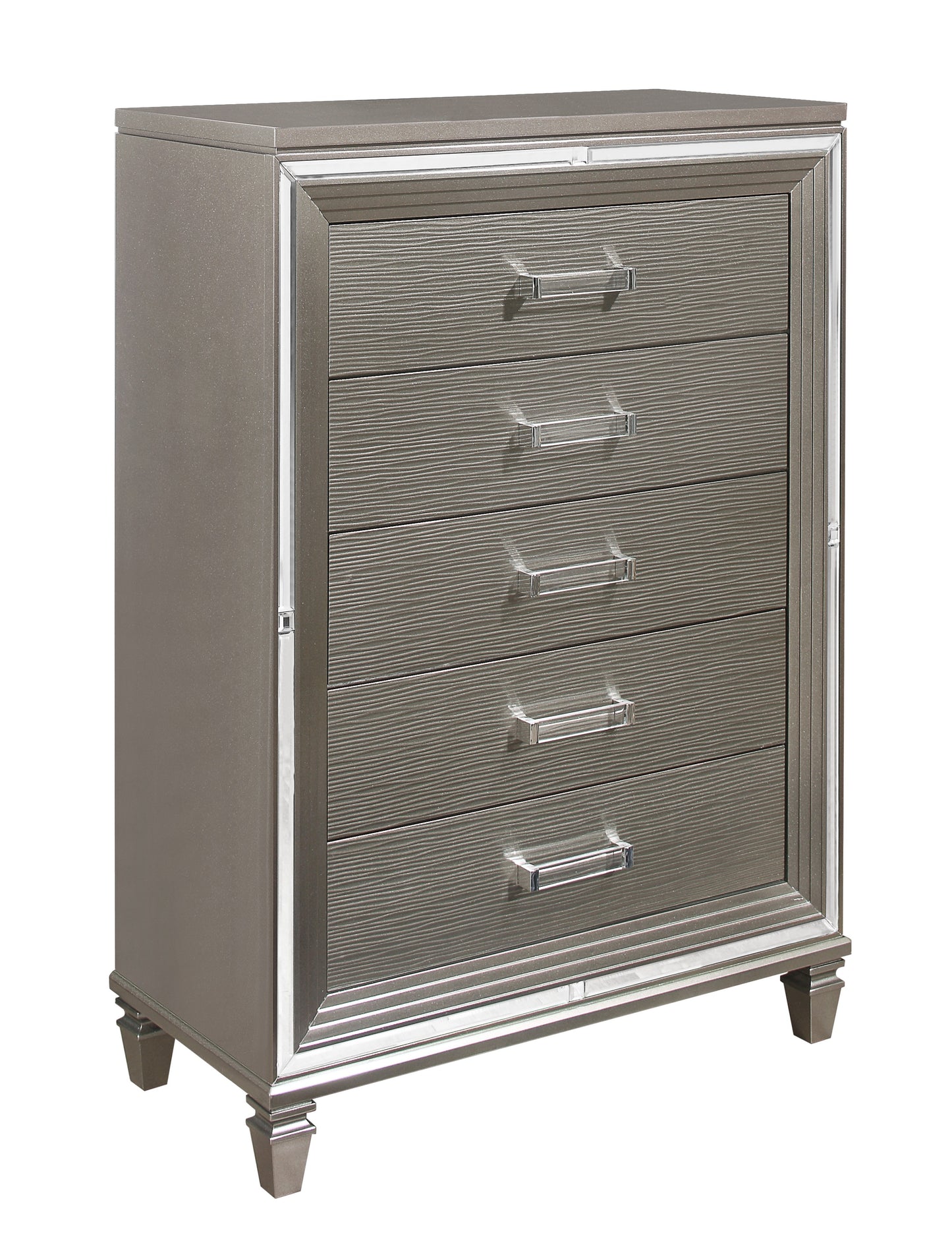 Homlegance Chest Tamsin Collection In Silver-Gray Metallic Finish