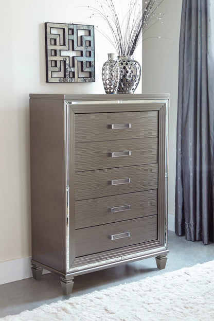 Homlegance Chest Tamsin Collection In Silver-Gray Metallic Finish