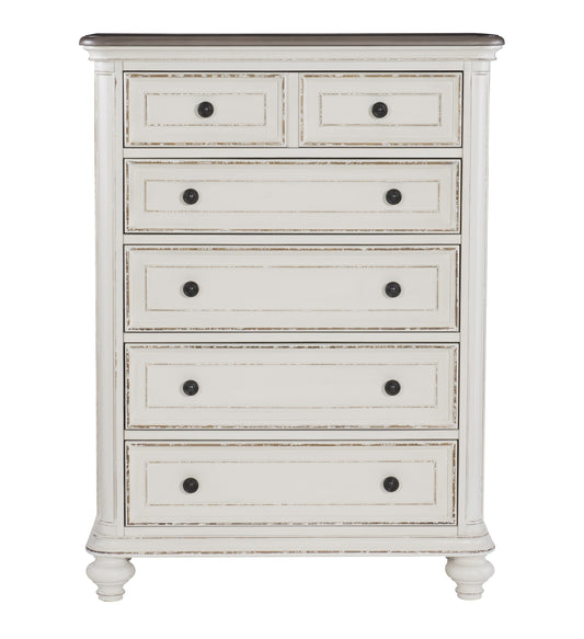 Homlegance Chest Baylesford Collection In 2-Tone Finish Antique White And Brown-Gray