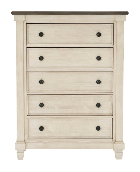 Homlegance Chest Weaver Collection In 2-Tone Finish Antique White And Rosy Brown
