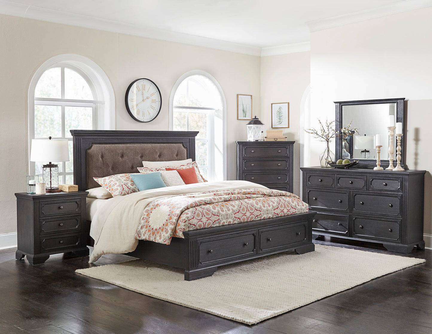 Homlegance Chest Bolingbrook Collection In Wire-Brushed Charcoal Finish