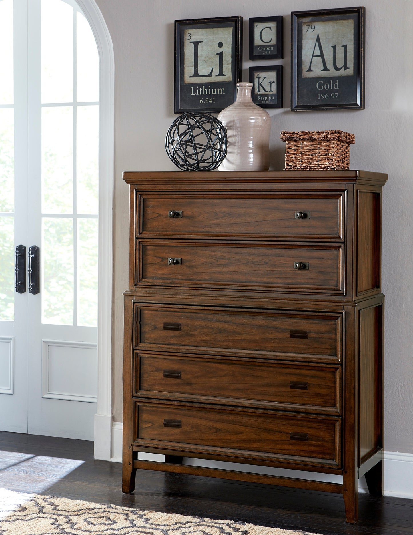 Homlegance Chest Frazier Park Collection In Brown Cherry Finish