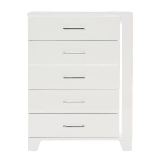 Homlegance Chest, Led Lighting Kerren Collection In White High Gloss Finish