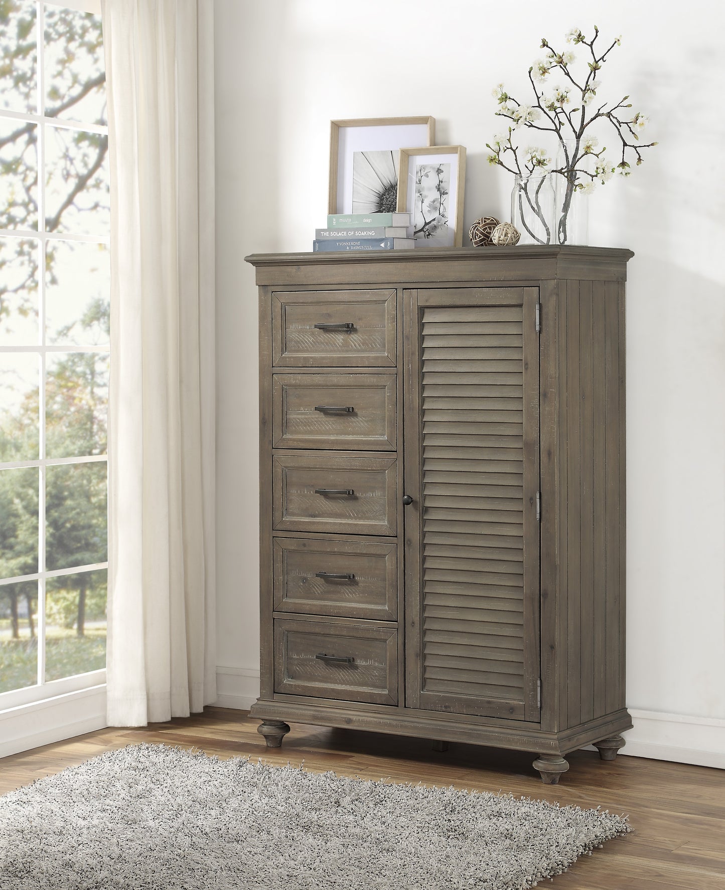 Homlegance Wardrobe Chest Cardano Collection In Driftwood Light Brown Finish