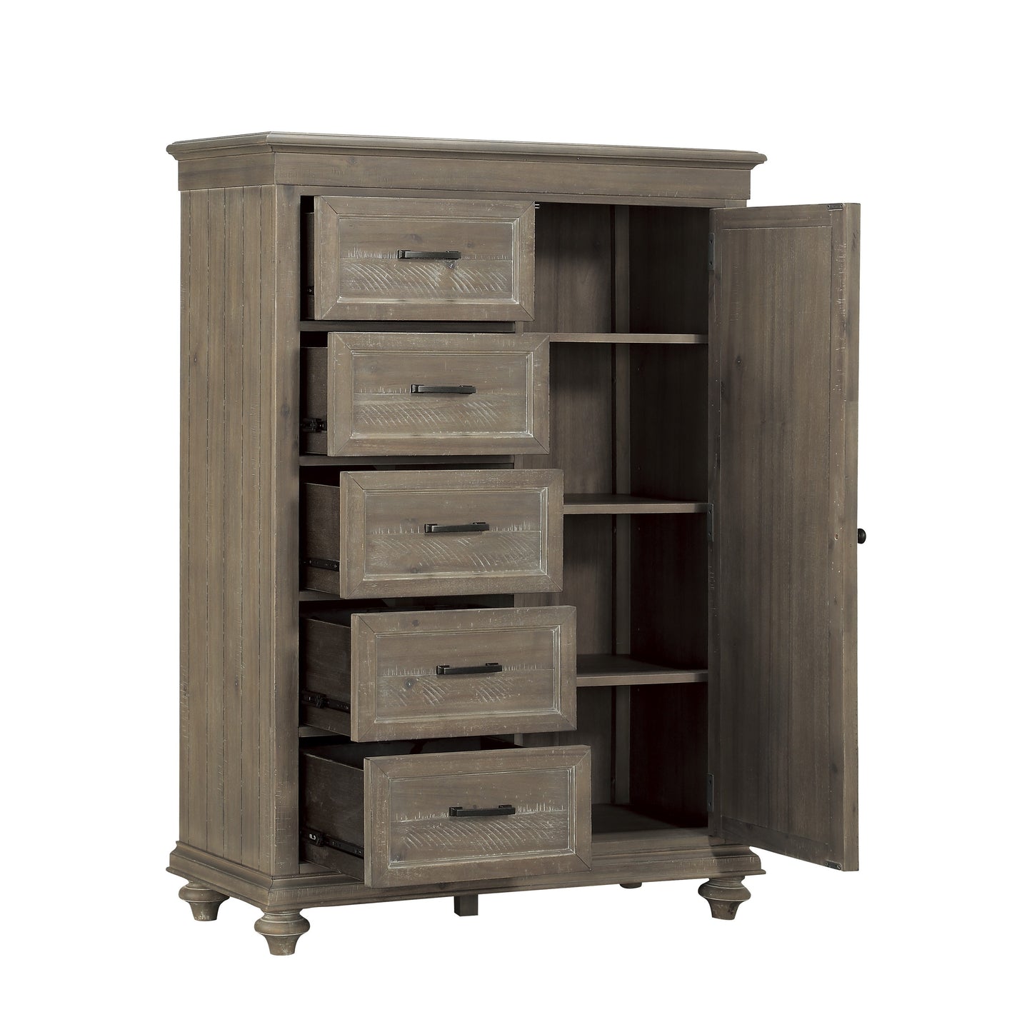 Homlegance Wardrobe Chest Cardano Collection In Driftwood Light Brown Finish