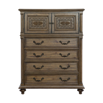 Homlegance Chest Rachelle Collection In Weathered Pecan Finish