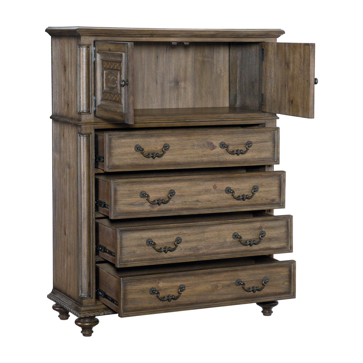 Homlegance Chest Rachelle Collection In Weathered Pecan Finish