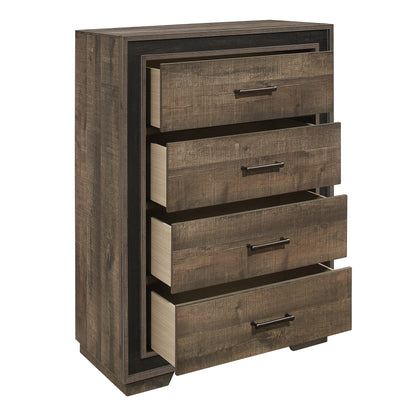 Homlegance Chest Ellendale Collection In 2-Tone Finish Rustic Mahogany And Dark Ebony