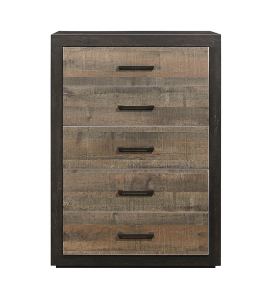 Homlegance Chest Miter Collection In 2-Tone Finish Rustic Mahogany And Dark Ebony