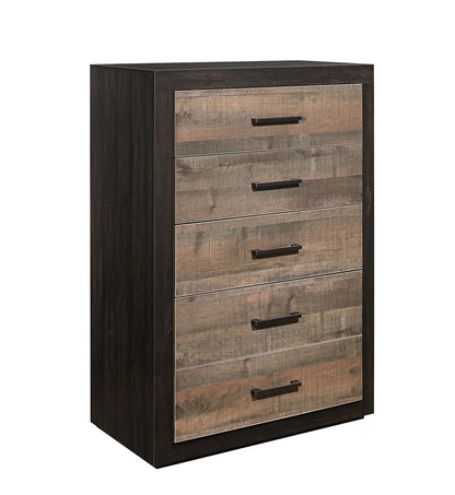 Homlegance Chest Miter Collection In 2-Tone Finish Rustic Mahogany And Dark Ebony