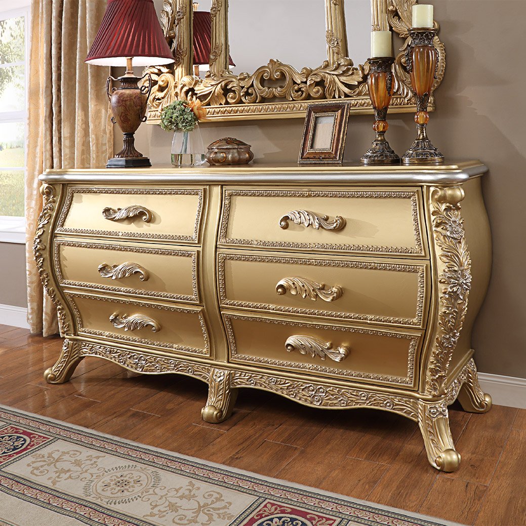 Dresser in Metallic Antique Gold Finish DR1801 European Traditional Victorian