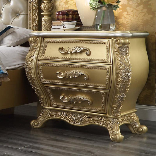 Nightstand in Metallic Antique Gold Finish N1801 European Traditional Victorian