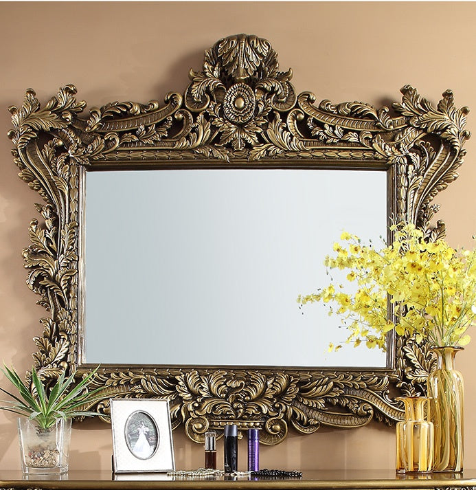 Mirror in Brown Finish M1802 European Traditional Victorian