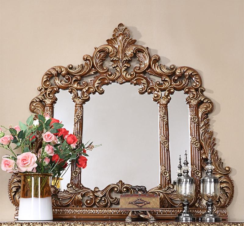 Mirror in Burl & Metallic Antique Gold Finish M1803 European Traditional Victorian