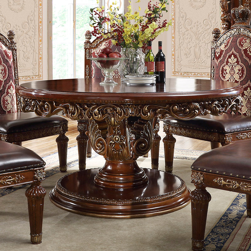 Round Dining Table in Burl & Metallic Antique Gold Finish RT1804 European Victorian
