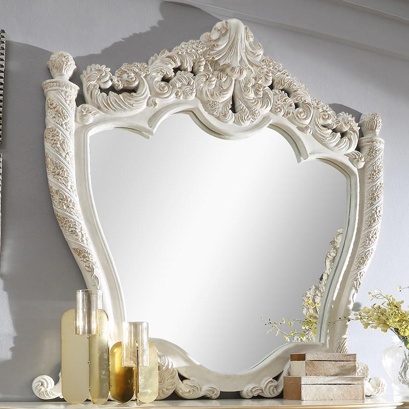 Mirror in Antique White & Gold Brush Finish M1806 European Traditional Victorian