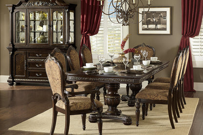 Homelegance Russian Hill 10PC Dining Set Double Pedestal Table, 2 Arm, 6 Side Chair, Buffet & Hutch in Warm Cherry