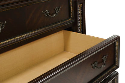 Homlegance Chest Catalonia Collection In Dark Cherry Finish With Gold Tipping