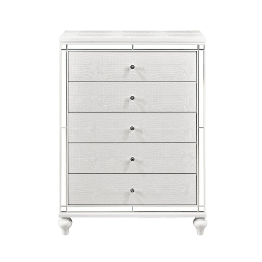 Homlegance Chest Alonza Collection In Metallic White Finish