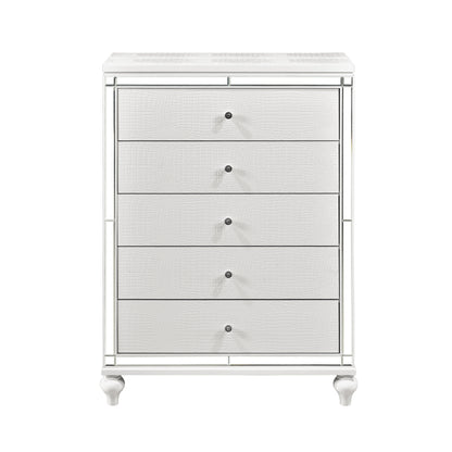 Homlegance Chest Alonza Collection In Metallic White Finish