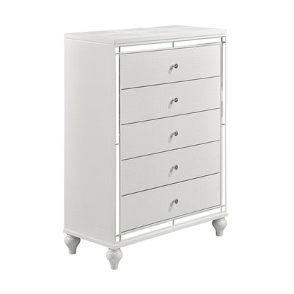 Homlegance Chest Alonza Collection In Metallic White Finish