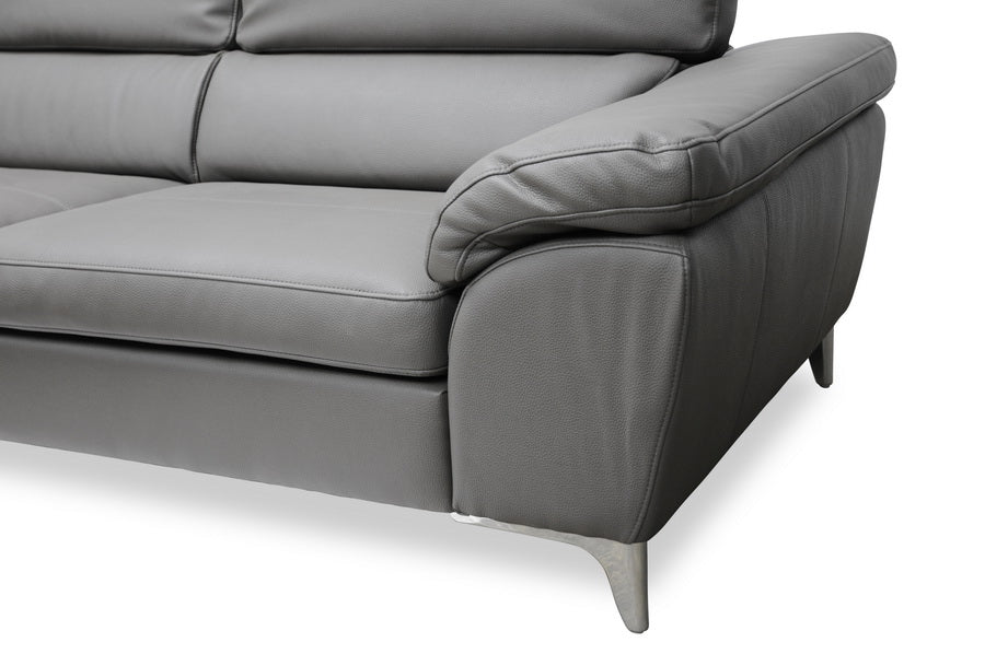 Modern Sectional Sofa in Dark Grey Faux Leather