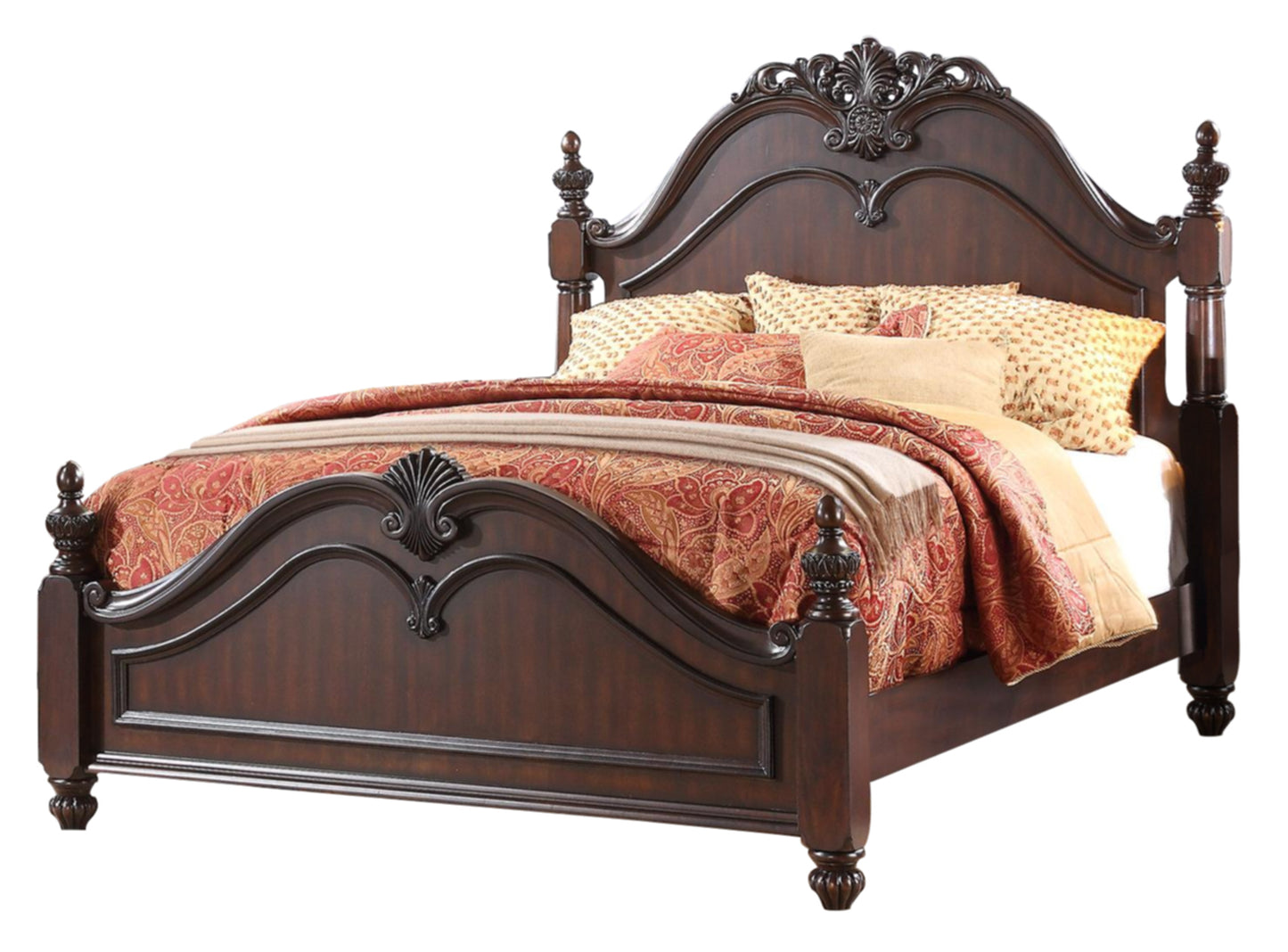 Homelegance Mont Belvieu 6PC Bedroom Set Cal King Poster Bed, Dresser, Mirror, 2 Nightstand, Chest in Cherry