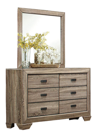 Ballar Rustic 4PC Bedroom Set Cal King Bed, Dresser, Mirror, Nightstand in Natural Wood