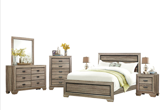 Ballar Rustic 6PC Bedroom Set E King Bed, Dresser, Mirror, 2 Nightstand, Chest in Natural Wood