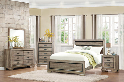 Ballar Rustic 5PC Bedroom Set Queen Bed, Dresser, Mirror, 2 Nightstand in Natural Wood